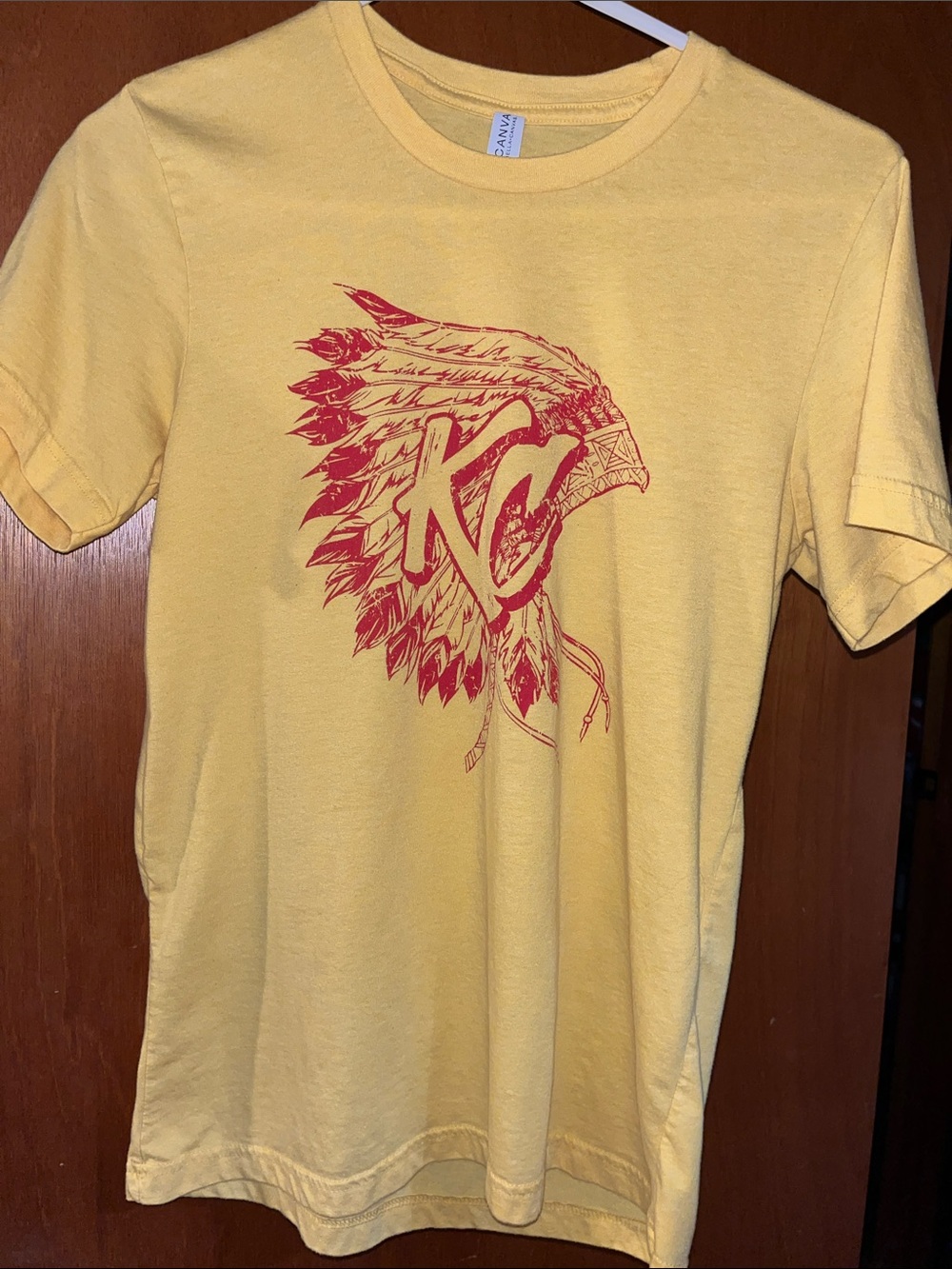 Kids Yellow Graphic T-Shirt with Red Headdress Print Medium